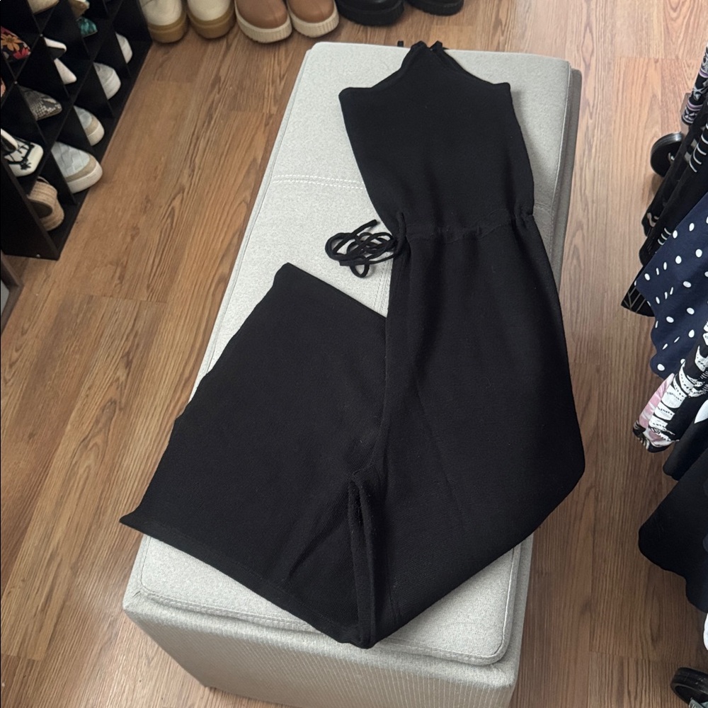 The Native One Elegant Black Knit Cropped Jumpsuit SzSM